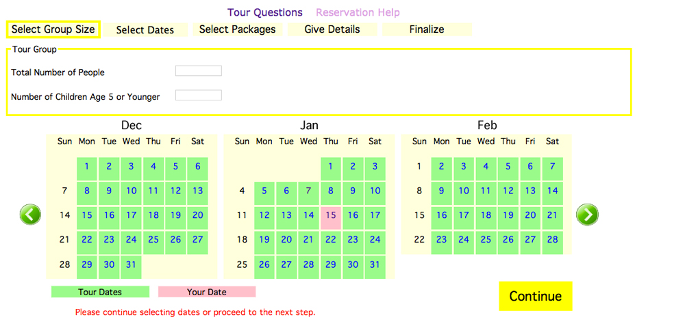reservation calendar